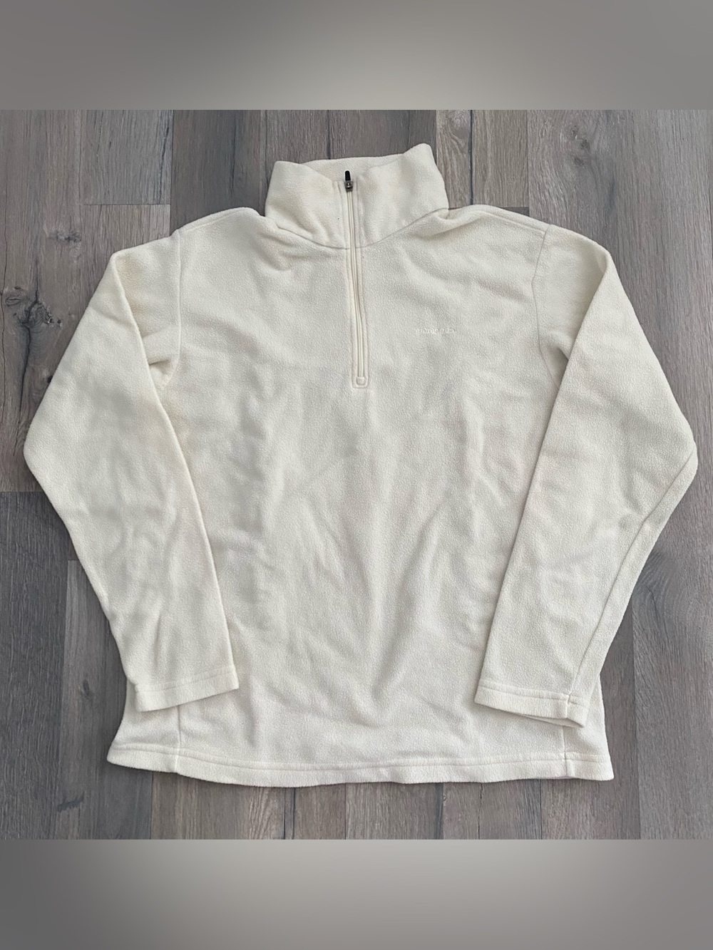 Patagonia White Synchilla Fleece Quarter Zip Sherpa Pullover Cozy Hiking